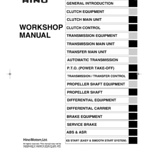 Hino FC FD GD FG GH FL FM SG Series Chassis Workshop Manual 2006 Volume 1 PDF