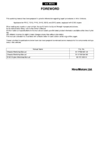 Hino FR1E FS1E FY1E SH1E SS1E ZS1E Chassis Workshop Manual Volume 2 of 3 - S1-YFSE16A PDF