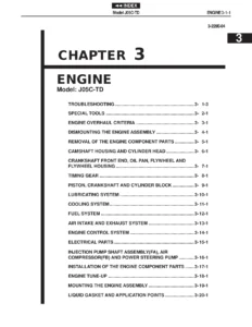 Hino J05C-TD Engine Workshop Manual Chapter 3 - Troubleshooting Overhaul & Rebuild PDF