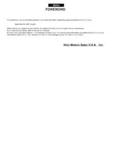 Hino J05E Engine Workshop Manual - S5-LJ05E15A Repair & Service Guide