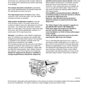 Hitachi EH750-3 EH1100-3 Rigid Dump Truck Operator's Manual - PDF Download