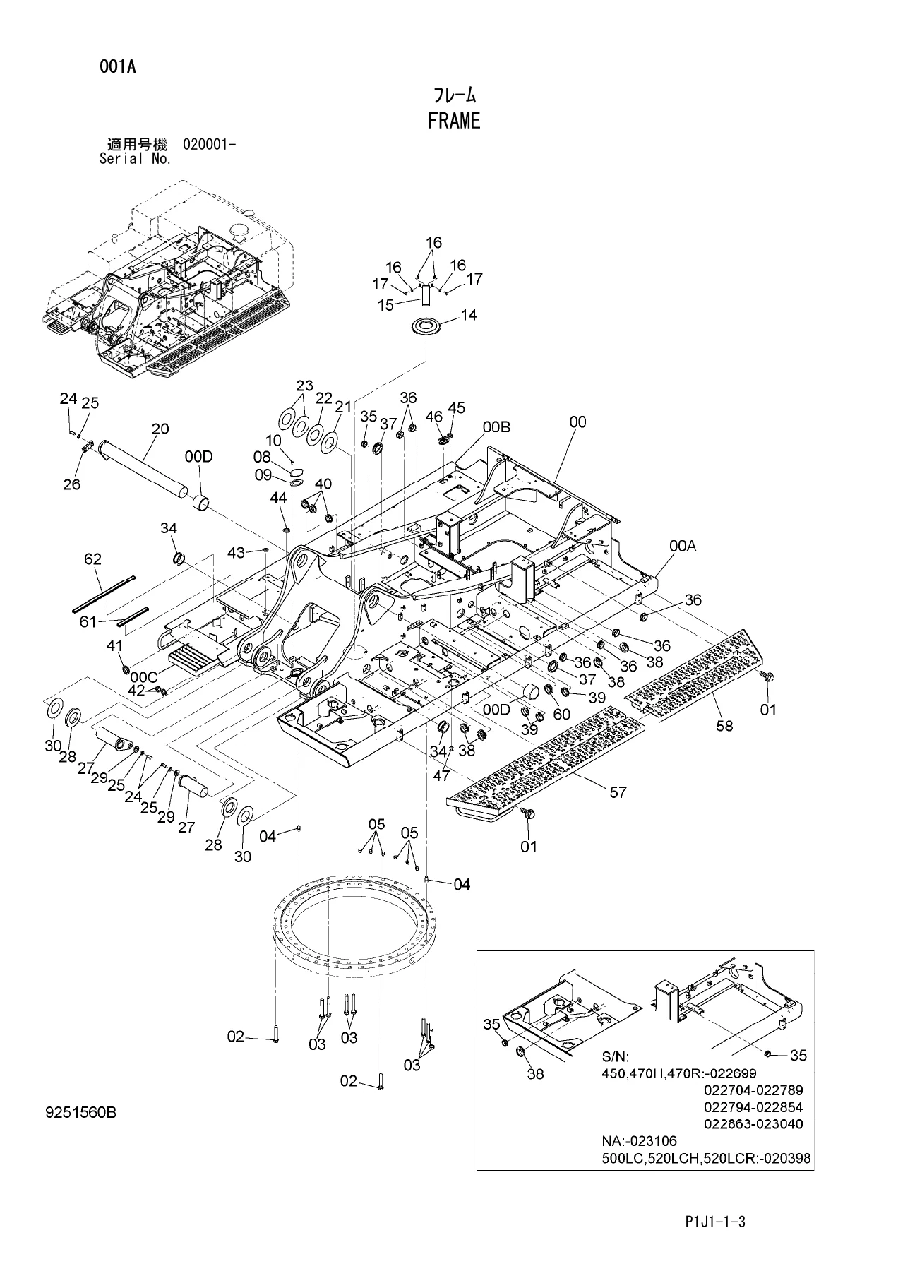 Hitachi ZAXIS 450-3 450LC-3 470H-3 470LCH-3 500LC-3 520LCH-3 470R-3 470LCR-3 520LCR-3 Hydraulic Excavator Parts Catalog Manual P1J1-1-3 - Image 2