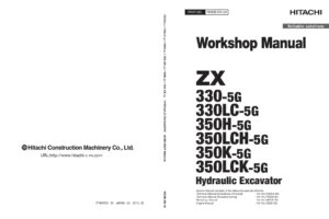 Hitachi ZX330-5G / ZX350-5G Hydraulic Excavator Workshop Manual WDDE-EN-00 – PDF Download
