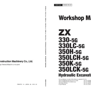 Hitachi ZX330-5G / ZX350-5G Hydraulic Excavator Workshop Manual WDDE-EN-00 – PDF Download