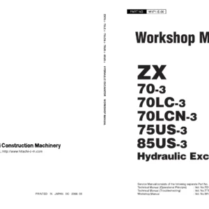 Hitachi ZX70-3 ZX70LC-3 ZX70LCN-3 ZX75US-3 ZX85US-3 Hydraulic Excavator Workshop Manual - PDF Download