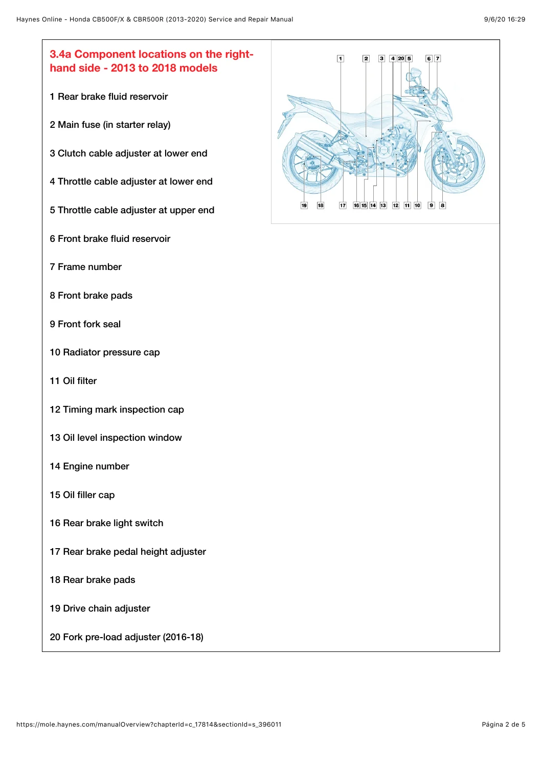 Honda CB500F CB500X CBR500R 2013-2020 Workshop Service Repair Manual - Image 2