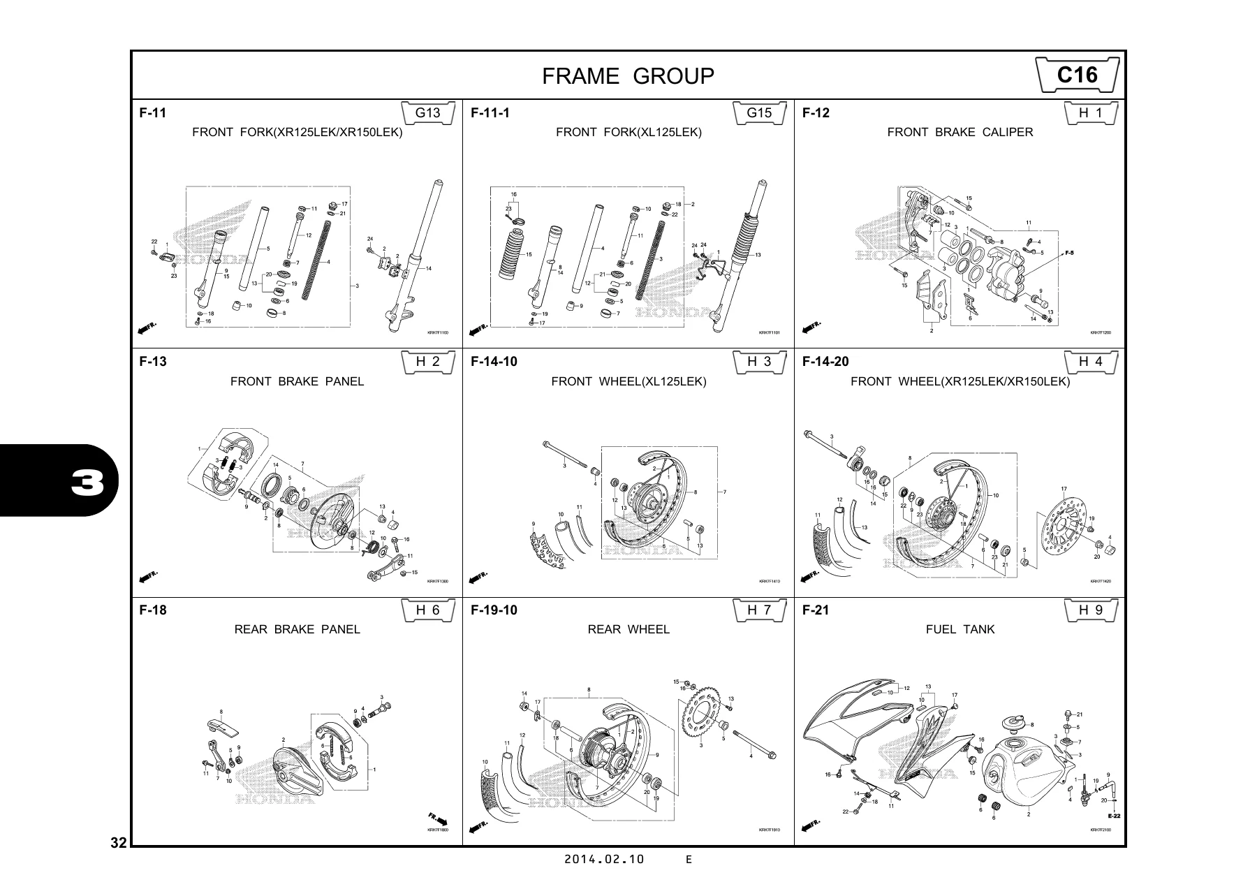 Honda XR125LEK XL125LEK XR150LEK Parts Catalog 13KRHE01 2014 - PDF - Image 2
