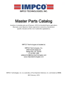IMPCO Industrial Engine Master Parts Catalog February 2015 - Complete LPG & Natural Gas Fuel System Components Guide