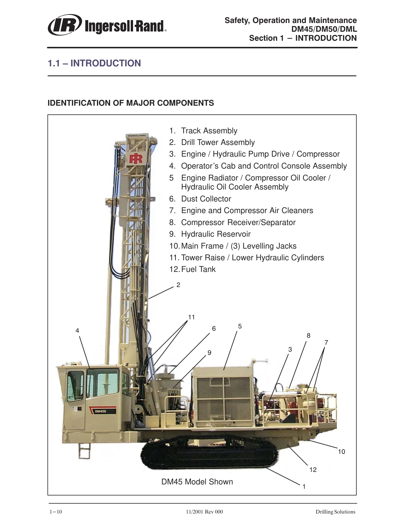Ingersoll Rand DM45 DM50 DML Mid-Range Blasthole Drill Operation & Maintenance Manual - Image 3