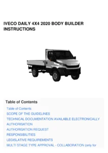 Iveco Daily 4x4 2020 Bodybuilder Instructions Manual - PDF Download