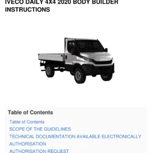 Iveco Daily 4x4 2020 Bodybuilder Instructions Manual - PDF Download