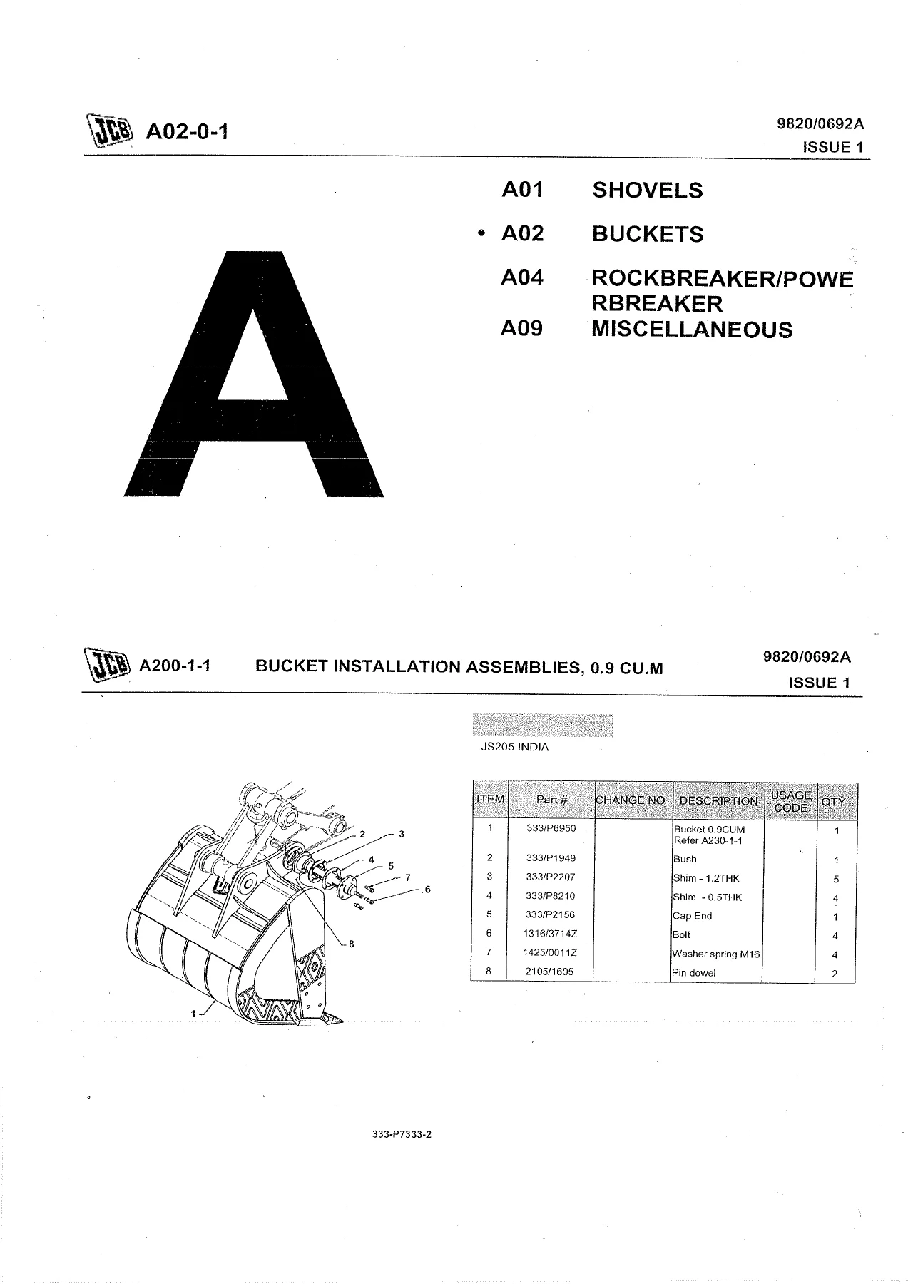 JCB JS205 India Excavator Parts Book 9820/0692A - Illustrated Parts Catalog PDF (M2236650-2241511) - Image 2