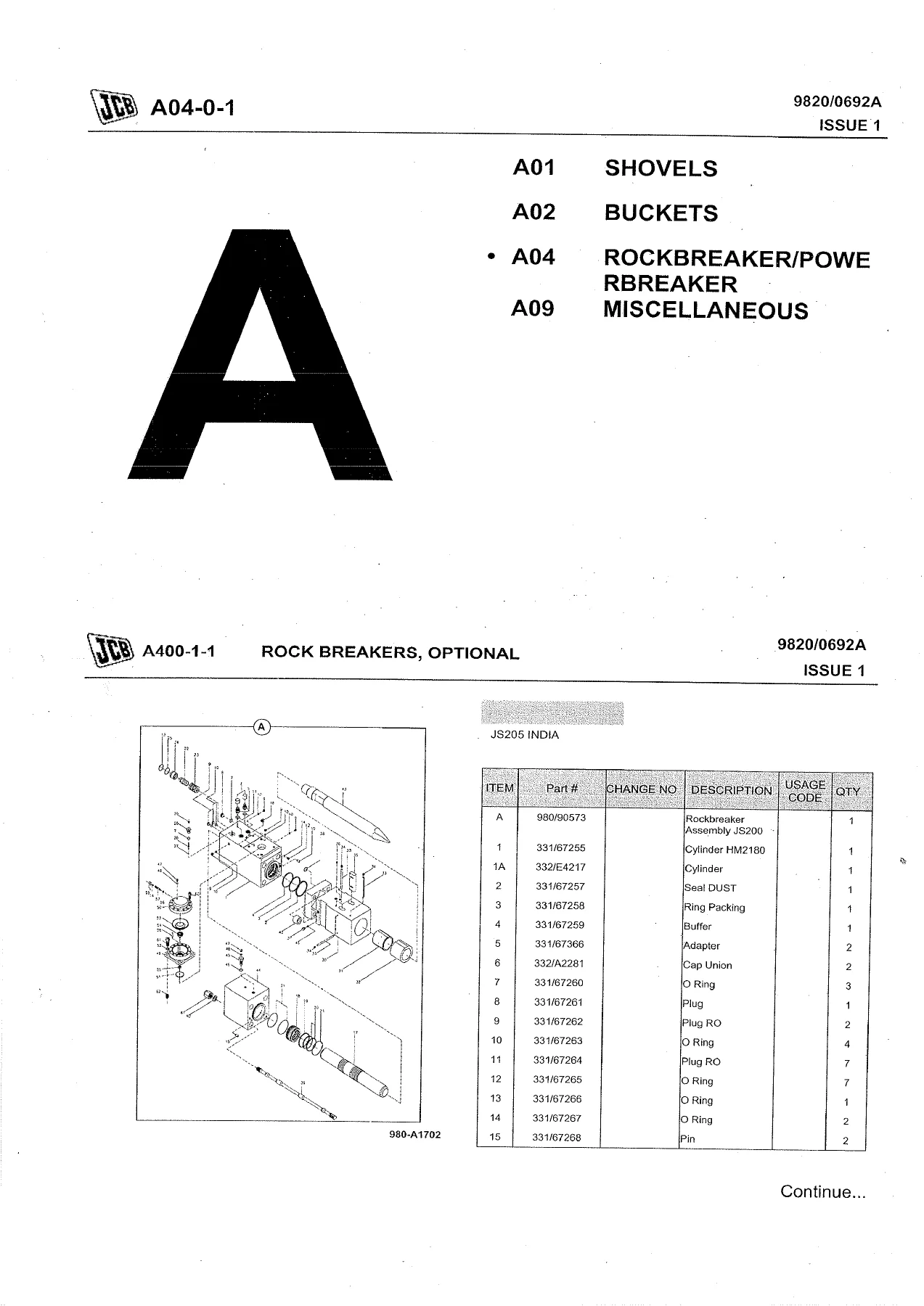 JCB JS205 India Excavator Parts Book 9820/0692A - Illustrated Parts Catalog PDF (M2236650-2241511) - Image 3