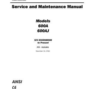 JLG 600A 600AJ Service and Maintenance Manual - 3121201 - PDF Workshop Repair Guide