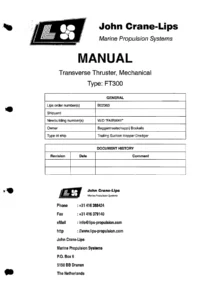 John Crane-Lips FT300 Transverse Thruster Mechanical Manual - Maintenance & Service PDF