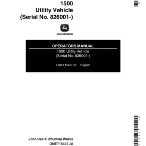 John Deere 1500 Utility Vehicle Operators Manual - OMET15437 PDF Download