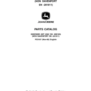 John Deere 250D 300D Articulated Dump Truck Parts Catalog PC9107