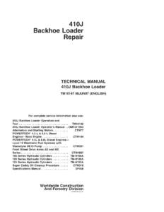 John Deere 410J Backhoe Loader Repair Technical Manual TM10147 - PDF Download