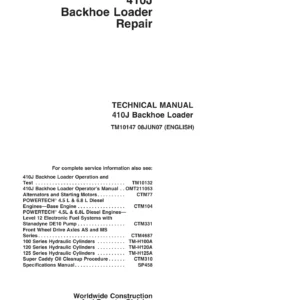 John Deere 410J Backhoe Loader Repair Technical Manual TM10147 - PDF Download