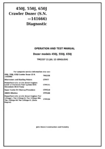 John Deere 450J 550J 650J Crawler Dozer Diagnostic Operation and Test Manual TM2257 - PDF Download