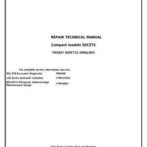 John Deere 50C ZTS Excavator Repair Technical Manual TM2057