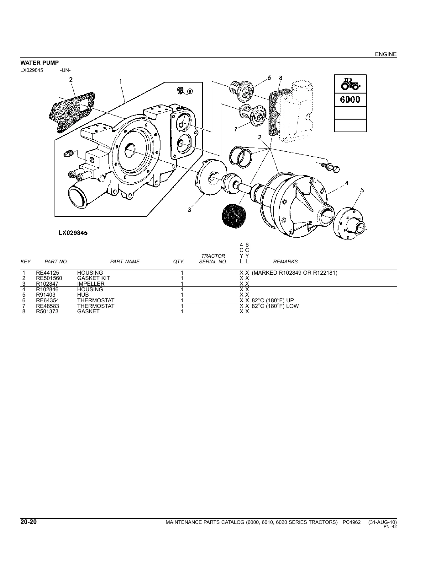 John Deere 6000 6010 6020 Series Tractor Maintenance Parts Catalog PC4962 2010 PDF - Image 2