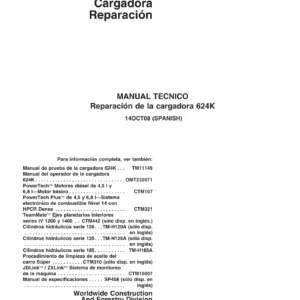 John Deere 624K Cargadora - Manual de Reparación TM11151 (14OCT08) en Español