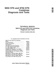 John Deere 9650 STS 9750 STS Combines Diagnosis and Tests Technical Manual TM1902