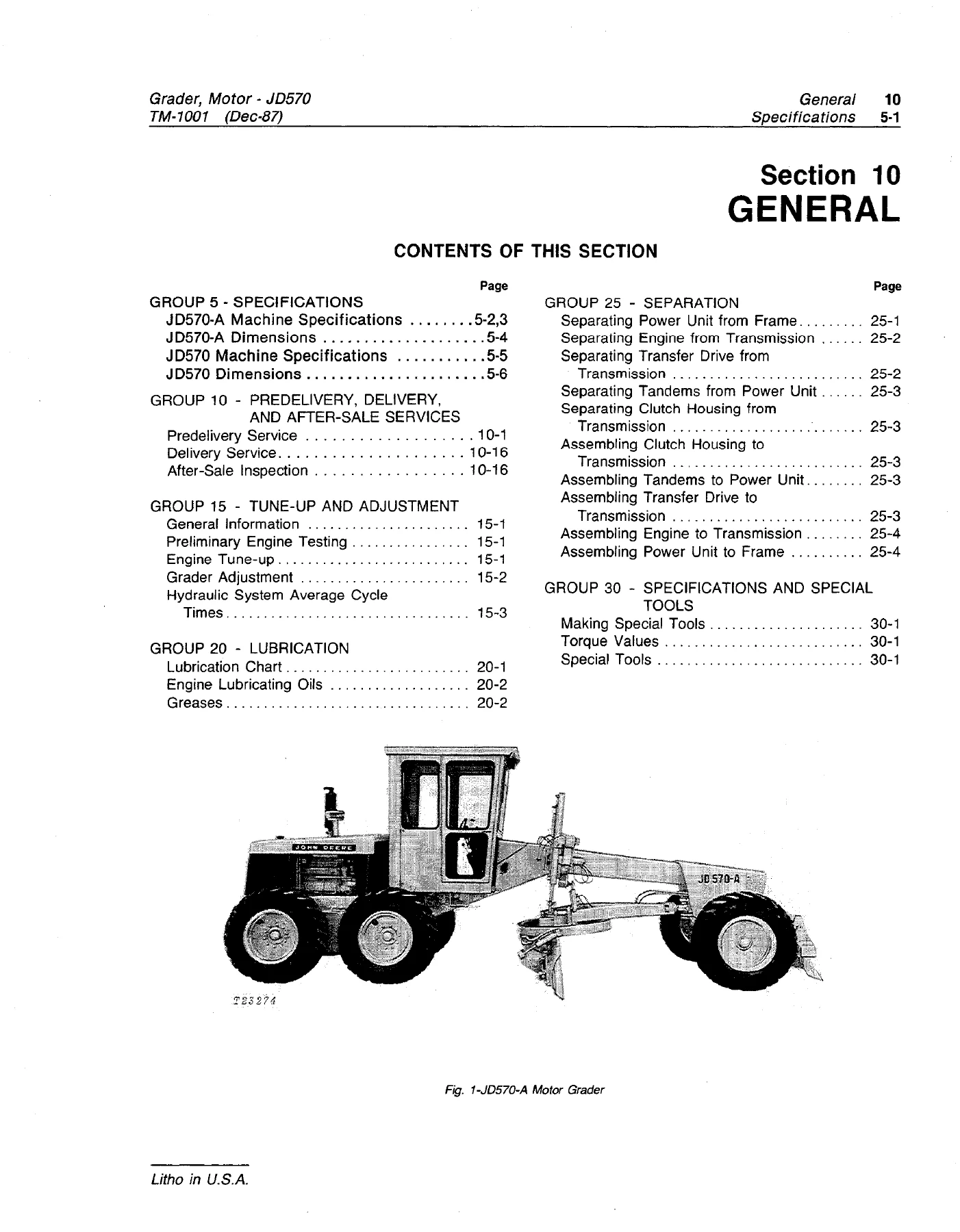 John Deere JD570 JD570A Motor Grader Technical Manual TM-1001 - Complete Repair & Service Guide PDF - Image 2