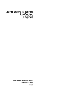 John Deere K Series Air-Cooled Engines Component Technical Manual CTM5 - PDF Service Guide
