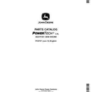John Deere PowerTech 2.4L 4024TF281 OEM Engine Parts Catalog PC9757 - 2013 PDF