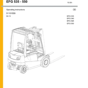Jungheinrich EFG 535 EFG 540 EFG 545 EFG 550 Forklift Operating Instructions Manual 51151559 - PDF Download