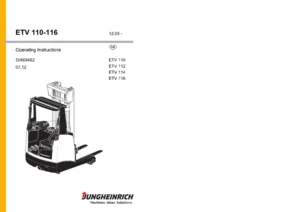 Jungheinrich ETV 110 112 114 116 Reach Truck Operating Instructions Manual 50468482