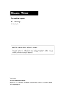 Kaeser SX Screw Compressor Operator Manual - SX 3, SX 4, SX 5, SX 7.5 Tri-Voltage