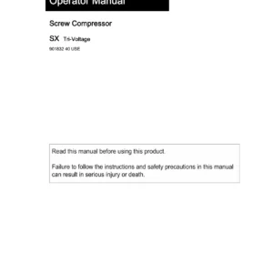 Kaeser SX Screw Compressor Operator Manual - SX 3, SX 4, SX 5, SX 7.5 Tri-Voltage