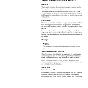 Kalmar DCE 90-180 Forklift Maintenance Manual 2006- PDF Download (DCE 70-32E3, DCE 70-35E4)
