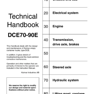Kalmar DCE70-90E Empty Container Truck Technical Handbook 920937-9345 PDF Workshop Manual