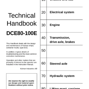 Kalmar DCE80-100E Empty Container Truck Technical Handbook TDCE01.04GB - PDF Workshop Manual