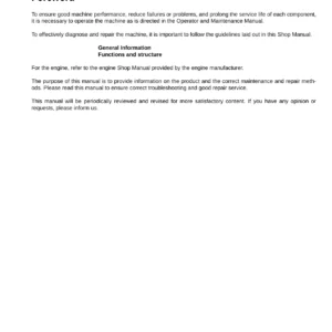 Kawasaki 115ZV-2 Wheel Loader Shop Manual - General Information, Functions & Structure (93216-00462)