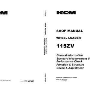 Kawasaki 115ZV Wheel Loader Shop Manual - Cummins QSK19-C Repair & Service PDF