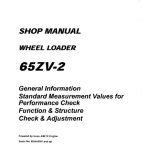 Kawasaki 65ZV-2 Wheel Loader Shop Manual – Isuzu 4HK1X Service & Repair PDF (93207-00771)