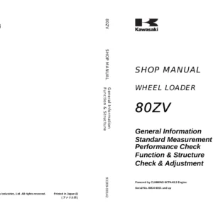 Kawasaki 80ZV Wheel Loader Shop Manual - 93209-00142 PDF Repair Guide