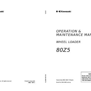 Kawasaki KCM 80Z5 Wheel Loader Operation & Maintenance Manual - PDF Download