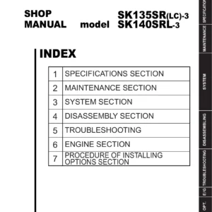 Kobelco SK135SR-3 SK135SRLC-3 SK140SRL-3 Excavator Shop Manual PDF - S5YY0028E03
