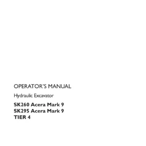 Kobelco SK260-9 and SK295-9 Acera Mark 9 Hydraulic Excavator Operator's Manual PDF Download