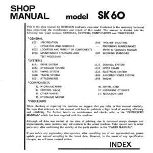 Kobelco SK60 Hydraulic Excavator Complete Shop Manual - S5LE0005E PDF