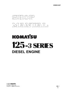 Komatsu 125-3 Series Engine Shop Manual - SAA6D125E-3 & SA6D125E-3 PDF