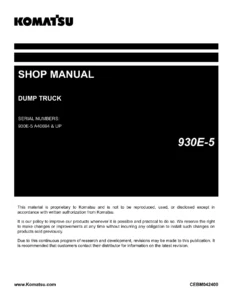 Komatsu 930E-5 Dump Truck Shop Manual - Complete PDF Service & Repair Guide (Serial A40694 & Up)
