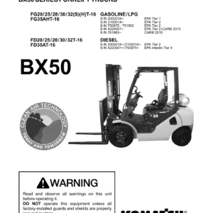 Komatsu BX50 Series Forklift Service Manual 2014 - SM160 BEB16E1-06 PDF