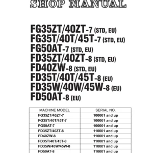 Komatsu CX Series Forklift Shop Manual – FG35ZT to FD50AT-8 Service & Repair PDF (BEC08E1-01)
